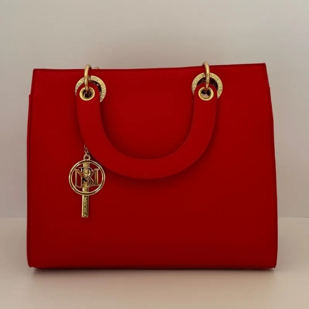 Badgley Mischka Red Tote with Gold Details